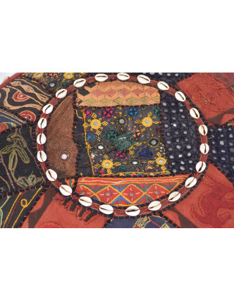 Taburet z Rajastanu, patchwork, kulatý, 52x52x26cm