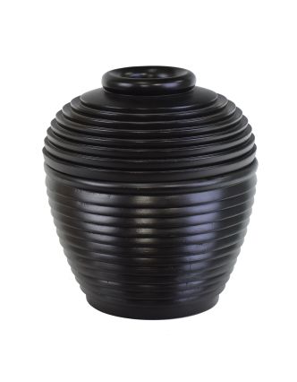 Dvoudílná váza z palmového dřeva, černá, 34x34x36cm