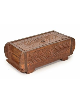 Antik dřevěná truhlička, ruční řezby, mango, 32x15x11cm