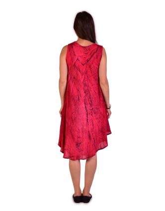 Krátké červené volné šaty bez rukávu, výšivka, potisk ornamenty