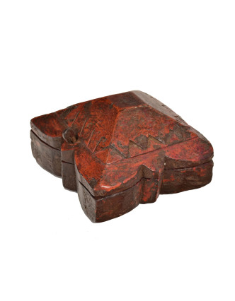 Krabička na Tiku, antik, teakové dřevo, ručně vyřezaná, 14x13x8cm