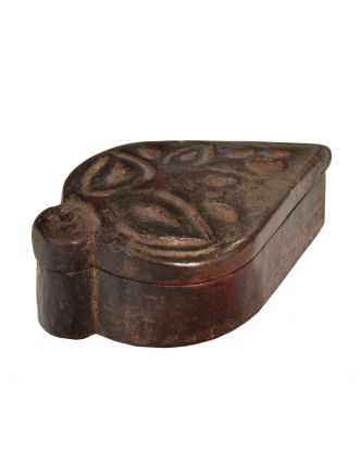 Krabička na Tiku, antik, teakové dřevo, ručně vyřezaná, 10x16x5cm