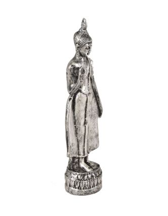 Narozeninový Buddha, pondělí, stříbrná patina, 20cm
