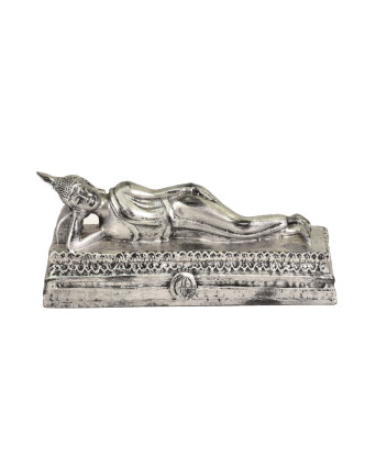 Narozeninový Buddha, úterý, stříbrná patina, 20cm