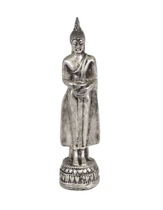 Narozeninový Buddha, středa, stříbrná patina, 20cm
