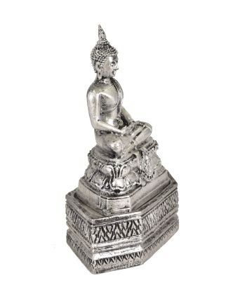 Narozeninový Buddha, čtvrtek, stříbrná patina, 20cm