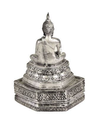 Narozeninový Buddha, čtvrtek, stříbrná patina, 20cm