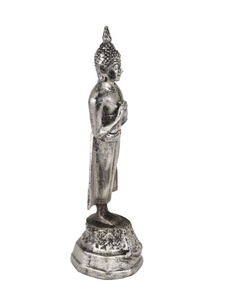 Narozeninový Buddha, pátek, pryskyřice, stříbrná patina, 25cm