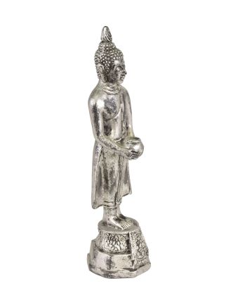 Narozeninový Buddha, středa, pryskyřice, stříbrná patina, 30cm