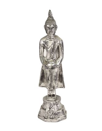 Narozeninový Buddha, středa, pryskyřice, stříbrná patina, 30cm