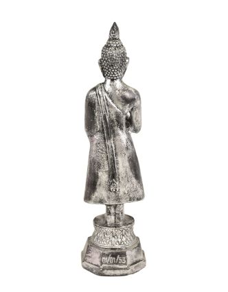Narozeninový Buddha, pátek,  pryskyřice, stříbrná patina, 30cm