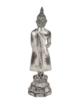 Narozeninový Buddha, neděle,  pryskyřice, stříbrná patina, 30cm