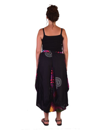 Dlouhá černá balonová sukně "Flower Mandala" s kapsami
