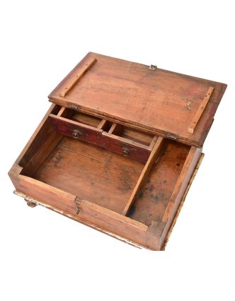 Starý kupecký stolek z teakového dřeva, 69x53x37cm