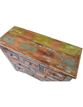 Komoda z teakového dřeva, vykládáná barevnou intarzií, 92x36x80cm
