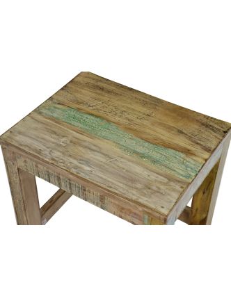 Stolička z antik teakového dřeva v "Goa" stylu, 34x27x36cm
