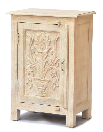 Noční stolek z mangového dřeva, ručně vyřezávaný, 54x33x74cm