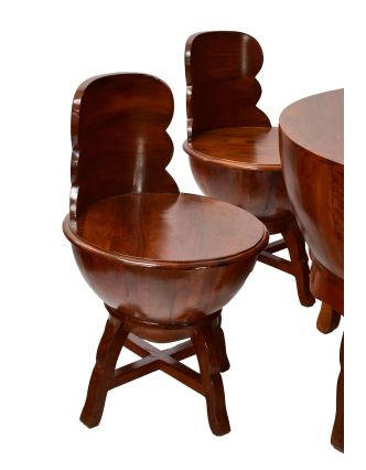 Stoleček a 4 židličky z mangového dřeva