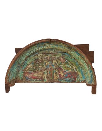 Část starého portálu z teakového dřeva ručně vyřezané, 122x9x68cm