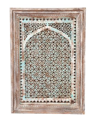 Dřevěný dekorativní panel na stěnu ručně vyřezaný z mangového dřeva, 75x6x107cm
