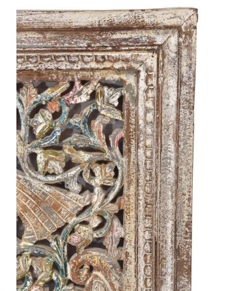 Dřevěný dekorativní panel na stěnu ručně vyřezaný z mangového dřeva, 86x6x119cm