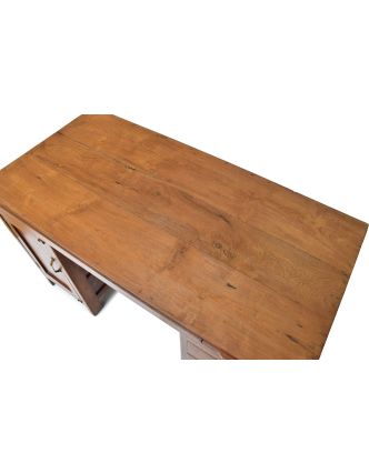 Starý psací stůl z teakového dřeva, 138x60x77cm