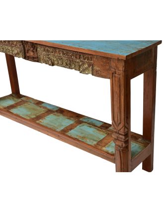 Konzolový stolek z teakového dřeva, staré ruční řezby, 151x36x90cm