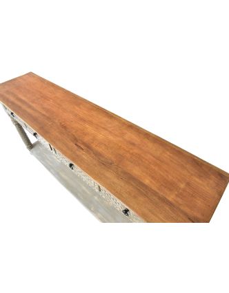 Konzolový stolek z mangového dřeva, ruční řezby, 190x45x90cm