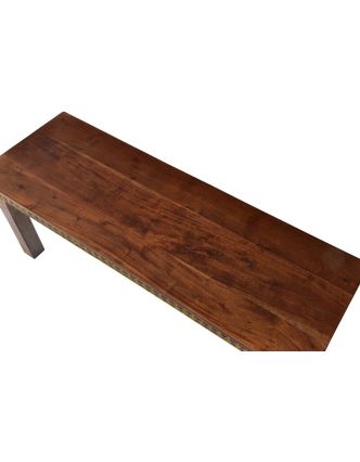 Lavice z palisandrového dřeva zdobená mosazným kováním, 115x40x45cm