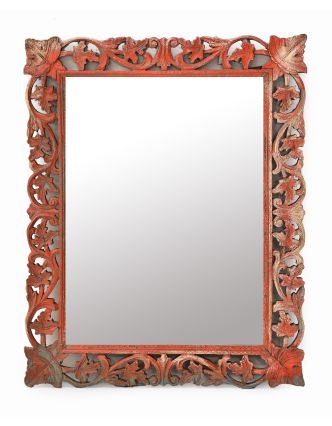 Zrcadlo v rámu z mangového dřeva, ručně vyřezávané, 61x3x78cm