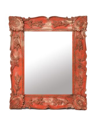 Zrcadlo v rámu z mangového dřeva, ručně vyřezávané, 71x3x86cm