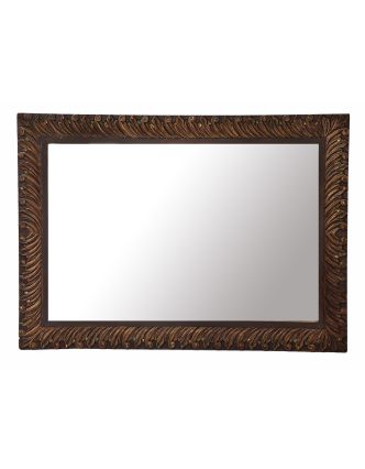 Zrcadlo v rámu z mangového dřeva, ručně vyřezávané, 110x3x78cm