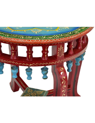 Čajový stolek z mangového dřeva, ručně malovaný, 50x50x45cm