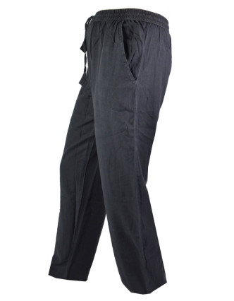 Unisex dlouhé černé kalhoty s kapsami, pružný pas