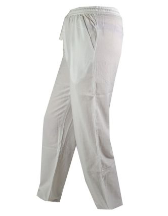 Unisex dlouhé bílé kalhoty s kapsami, pružný pas