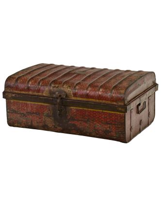 Plechový kufr, staré příruční zavazadlo, 66x44x28cm