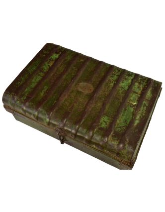Plechový kufr, staré příruční zavazadlo, 61x42x25cm
