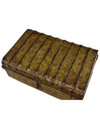 Plechový kufr, staré příruční zavazadlo, 65x44x29cm
