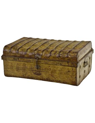Plechový kufr, staré příruční zavazadlo, 65x44x29cm