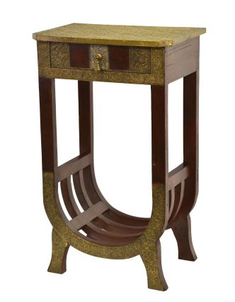 Noční stolek z palisandrového dřeva, mosazné kování, 45x30x75cm