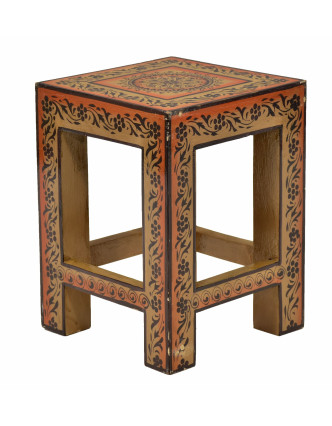 Stolička z mangového dřeva, ručně malovaná, 22x22x30cm