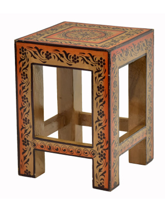 Stolička z mangového dřeva, ručně malovaná, 22x22x30cm