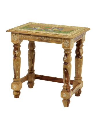 Stolička z palisandrového dřeva, ručně malovaná, 44x30x46cm