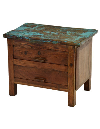 Noční stolek se šuplíky z teakového dřeva, 45x29x36cm