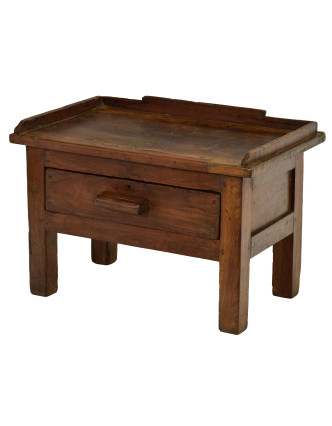 Starý kupecký stolek z teakového dřeva, 57x38x38cm