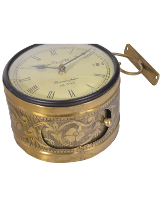 Oboustranné závěsné hodiny, zlatá, květinový motiv, 16cm