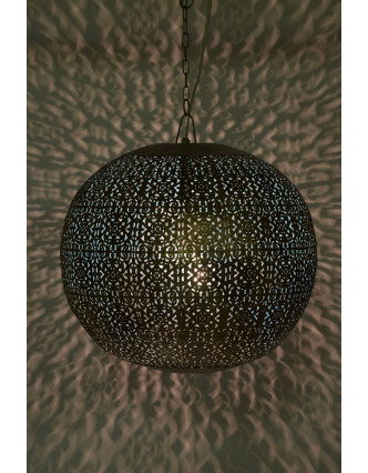 Kovová lampa v arabském stylu, zlato černá, uvnitř tyrkysová, 42x42x42cm
