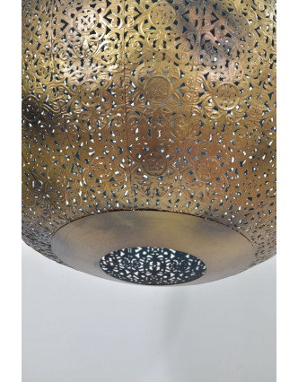 Kovová lampa v arabském stylu, zlato černá, uvnitř tyrkysová, 42x42x42cm