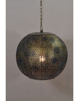 Kovová lampa v arabském stylu, zlato černá, uvnitř tyrkysová, 37x37x37cm