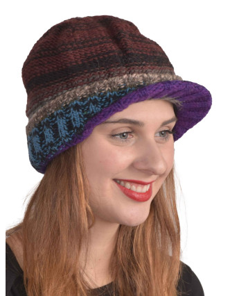 Čepice, Visor cap, kšilt, vlna, podšívka, multibarevné